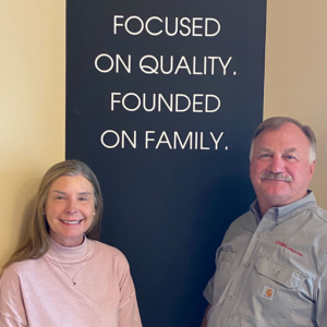 Meg and Tom Froelich in the showroom of their Girard, OH headquarters.