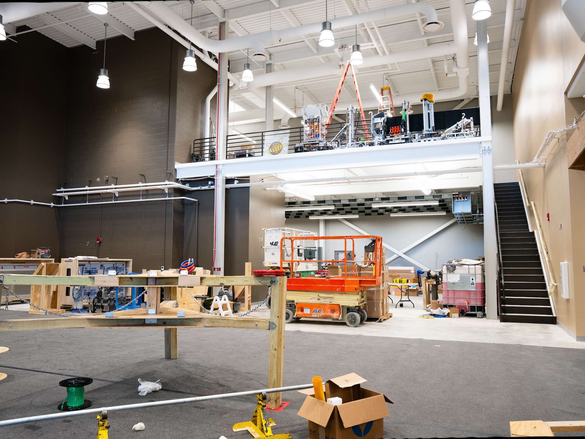 Construction site with building materials laid out